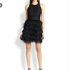 Milly Ostrich Feather Cocktail Dress
